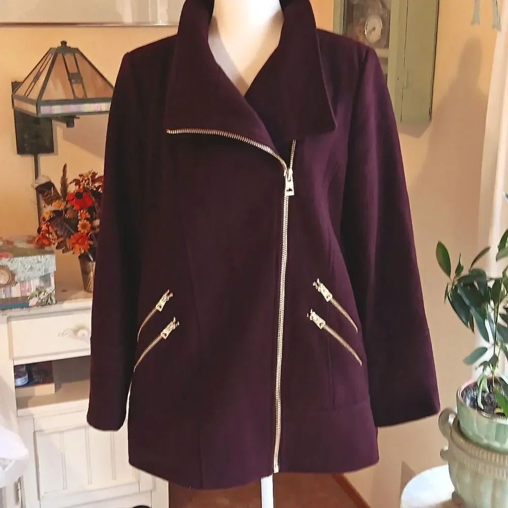 Guess Wool Moto/Pea Coat wirh Zippers